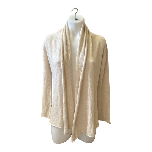 Wooden Ships Cream Open Front Rolled Hem Cardigan Size S/M - Picture 1 of 5
